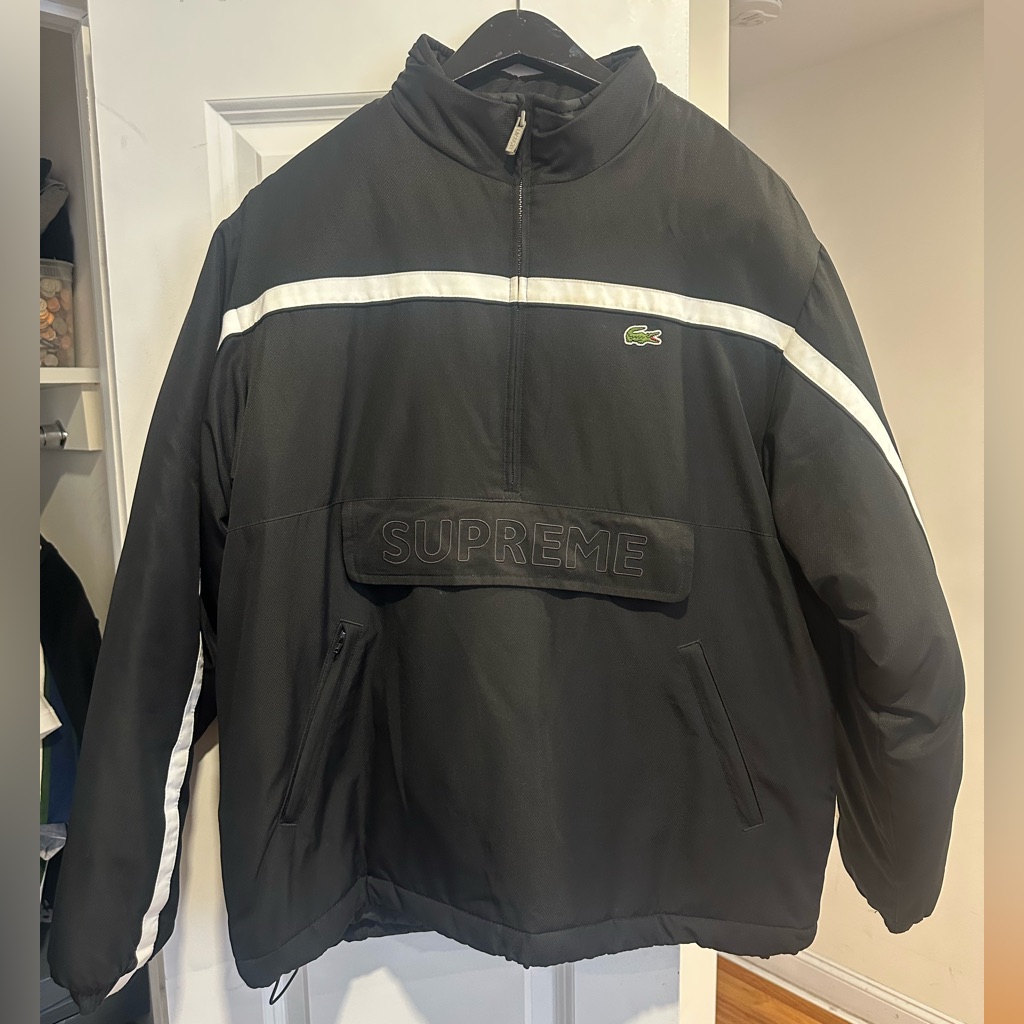Supreme X Lacoste Puffy Half Zip Pullover 'Black'